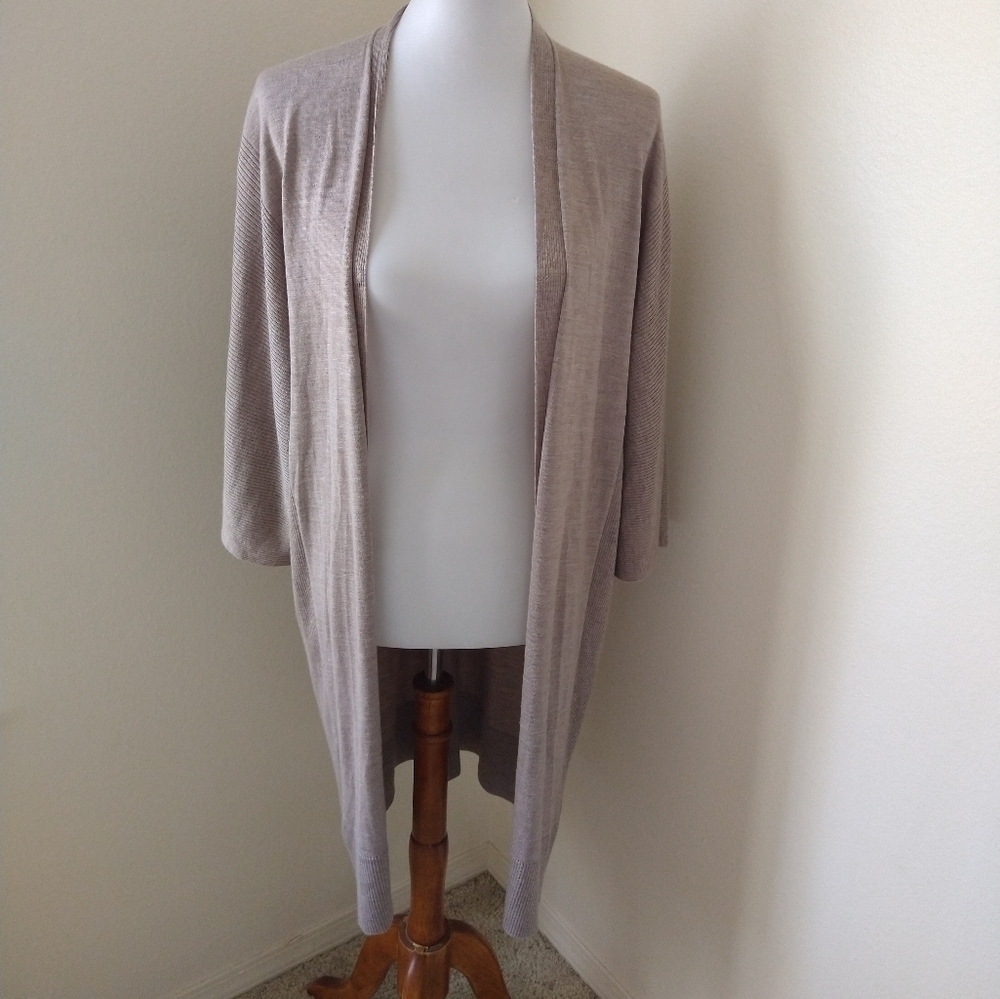Eileen Fisher Women’s Cashmere Blend Open Cardigan Duster Beige Size S Sweater